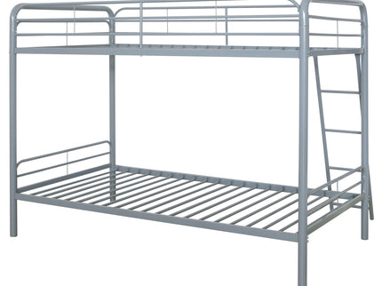 Long Beach - Twin Over Twin Bunk Bed With Built In Guardrails And Angled Ladder - Silver