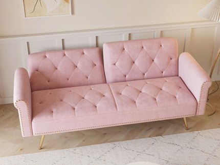 Luxurious Sofa Bed With Nail Head Trim And Matching Pillow