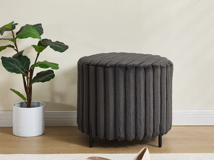 Wide Upholstered Round Pouf Ottoman Foot Rest