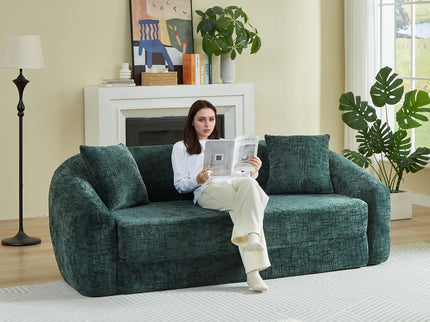 Curved Convertible Sofa, 2 In 1 Fold Out Bed With Pull Out Base And Deep Seat