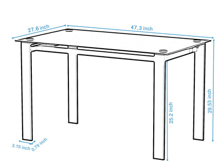 Modern 5 Piece Dining Table Set With Glass Top And Chairs - Black