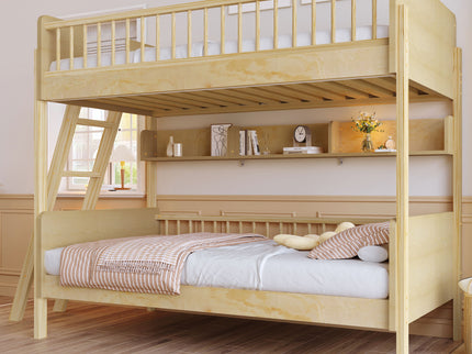 Bunk Bed With 3 Storage Shelves, Adjustable Ladder Left Or Right