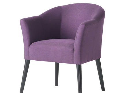 Fabric Arm Chair With Wooden Legs And Cushioned Seat - Plum