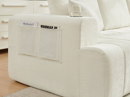 L - Shaped Sectional Sofa With Cup Holders & Side Pockets