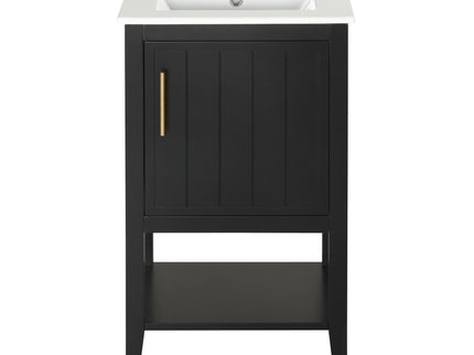 Modern Bathroom Vanity With Sink, Soft-Closing Door And Open Shelf
