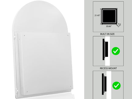 Arched Recessed Medicine Cabinet, Metal Framed Bathroom Wall Cabinet With Mirror And Adjustable Shelves, Wall Mirror With Storage For Bathroom