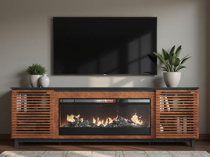 Fireplace TV Stand Console For TVs Up To 100" - Black / Bourbon