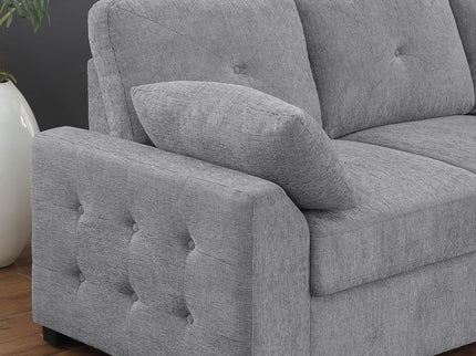 Nyhan - Upholstered Corner Sectional With Pull Out Loveseat And Storaged Chaise - Light Gray