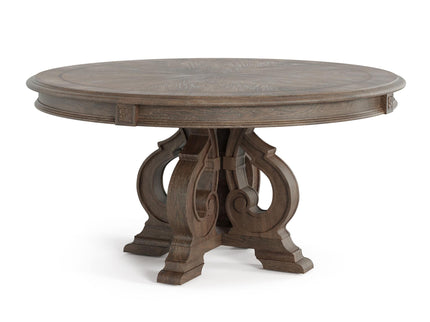 Round Dining Table With Pedestal Base - Natural / Rustic