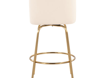 Toriano - Contemporary, Fixed Height Counter Stool With Swivel With Round Footrest (Set of 2)