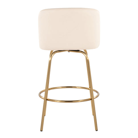 Toriano - Contemporary, Fixed Height Counter Stool With Swivel With Round Footrest (Set of 2)