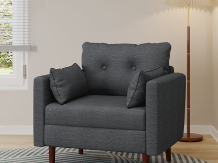 Enchantica - Upholstered Fabric Club Chair With Button Tufted And 2 Accent Pillows