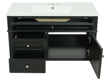 Modern Wall Mounted Floating Cabinet With Double Drawer And Sink