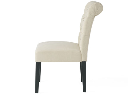 Dining Rolltop Chairs (Set of 2), Upholstered Armless Chair With Wood Leg - Ivory