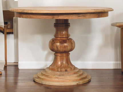 Round Turned Dining Table - Oak