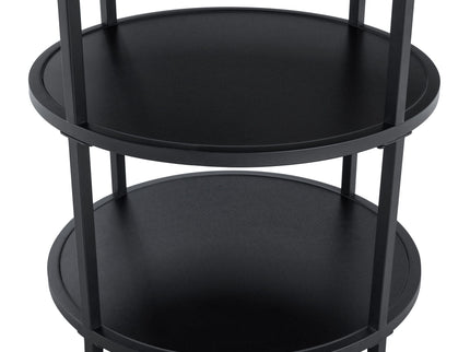 Diameter - Modern Splicing Circular Dining Table Double Layer Storage - Wood / Black