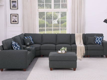 Hannah - Sectional Sofa With Ottoman - Dark Gray