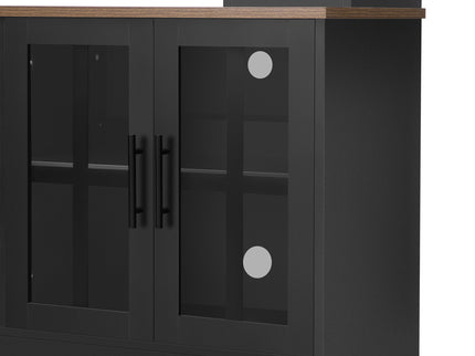 Wall Unit Entertainment Center With Bookshelves For TVs Up To 80", Tempered Glass Doors And Adjustable Shelves