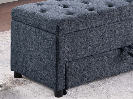 Storage Ottoman With Tufted Seat And Underseat Drawer