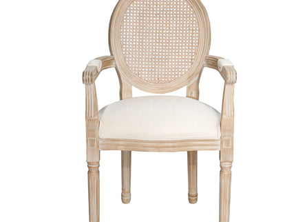 French Vintage Upholstered Fabric Dining Armchair (Set of 2) - Beige