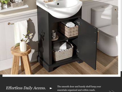 20" Bathroom Vanity With Bulged Sink, Freestanding Single Vanity Set, Soft Close Door