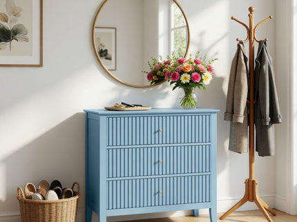 Fluted 3 Drawer Nightstand With Soft Close Slides