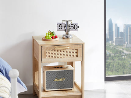 15.75" Rattan End Table With Drawer, Modern Nightstand, Side Table For Living Room, Bedroom
