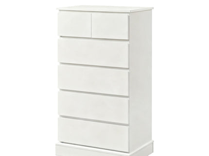 6 Drawer Tall Dresser With Concealed Handles, Vertical Storage Cabinet For Bedroom - White