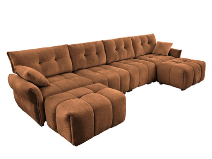 Sofa Set With Ottoman And Pillows, Textured, High Resilience Cushions