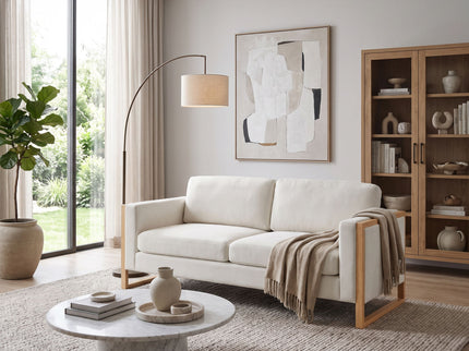 Modern Sofa With Solid Wood Legs, 3 Seater