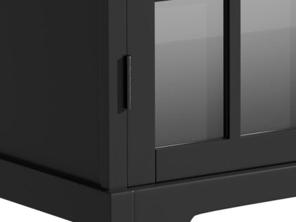 Modern Bathroom Vanity With Ceramic Sink, Tempered Blurred Glass Doors