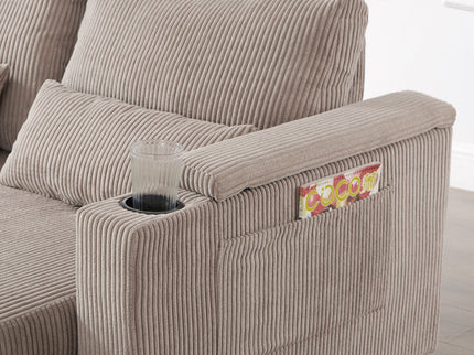 Convertible Chaise Lounge Sofa Chair With USB Ports, Cup Holders, Phone Holder And Storage