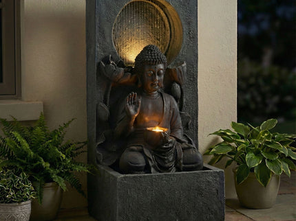 Zen - Outdoor Buddha Waterfall Fountain - Black