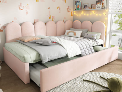 Upholstered Daybed With Metal Slatted Base