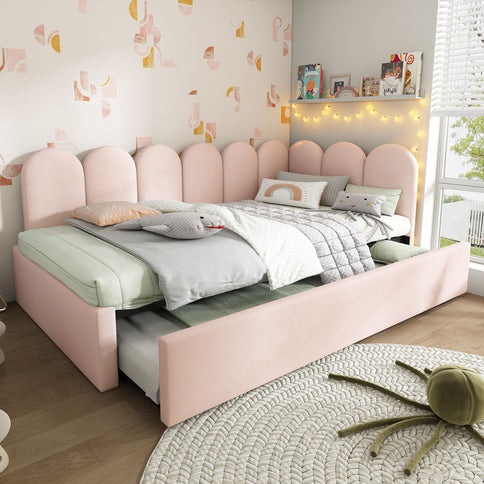 Upholstered Daybed With Metal Slatted Base