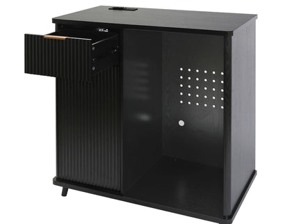 Fluted Coffee Bar Cabinet With Mini Fridge Space & Charging Station