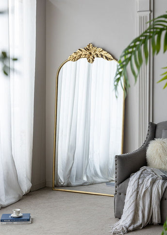 Arched Wall Mirror With Metal Frame, Wall Mirror For Living Room