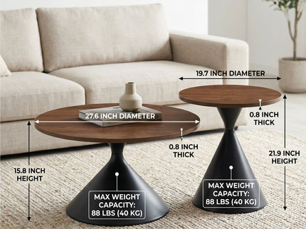 2 Piece Coffee Round Table Set