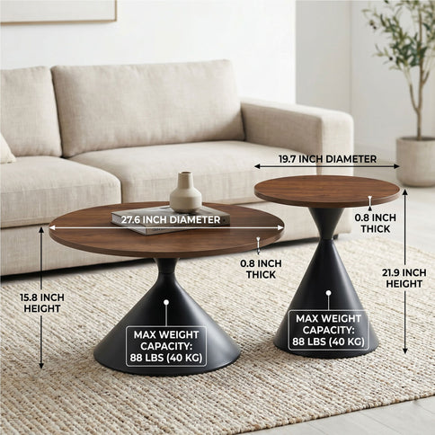 2 Piece Coffee Round Table Set