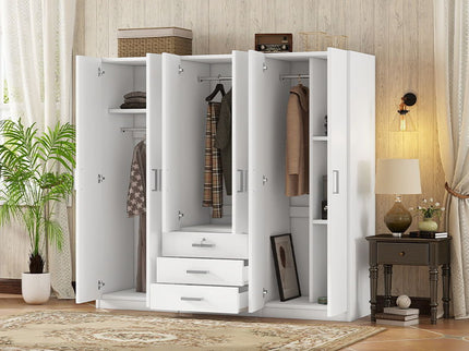 6 Doors Wardrobe Storage For Bedroom, With Big Drawers