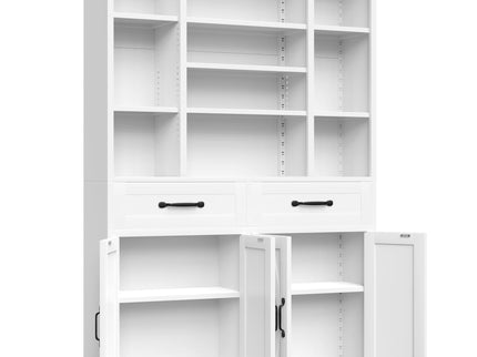 Industrial Bookcase Tall With Adjustable Shelves, Drawers & Doors