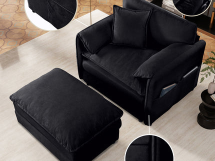 Modern Oversized Accent Chair, Comfy Single Sofa With Large Seat (Set of 2)