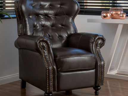 Contemporary Style Push Back Recliner With Button Tufted Stitching And Nailhead Trim