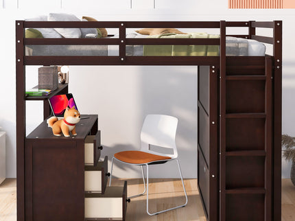 Loft Bed With Drawers, Desk, And Wardrobe