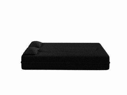 Modern Floor Sofa, With 2 Pillows, Convertible Teddy Fabric Foam Filled Bed