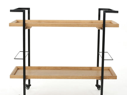 Modern Industrial Bar Cart With Shelving And Casters