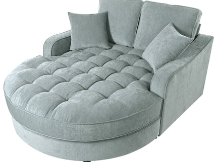 Modern Chaise Lounge Upholstered Sofa Couch With Tufted Seat And Detachable Pillows For Living Room
