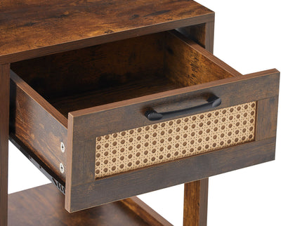 15.75" Rattan End Table With Drawer, Modern Nightstand, Side Table For Living Room, Bedroom