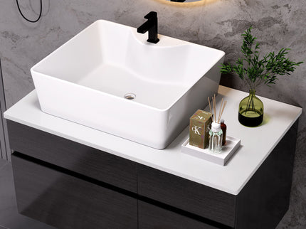Floating Bathroom Vanity With Sink For Small Bathroom - White / Black