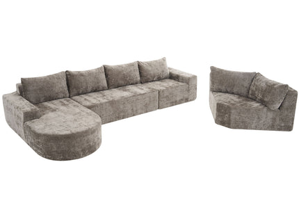 U-Shaped Oversized Modular Cloud Sectional Sofa With Deep Seat For Living Room